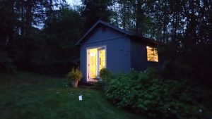 Tiny office in woods