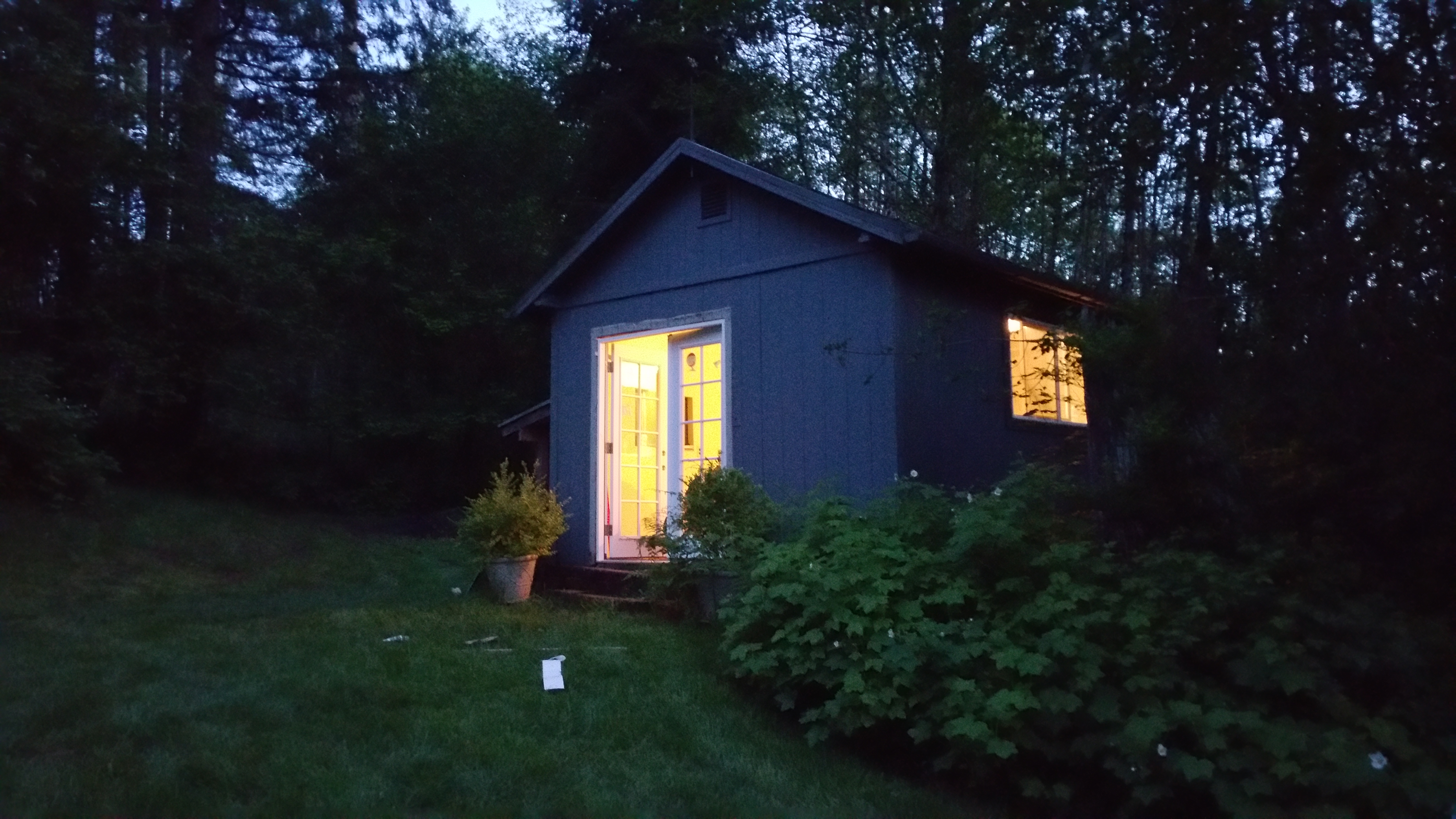Tiny office in woods